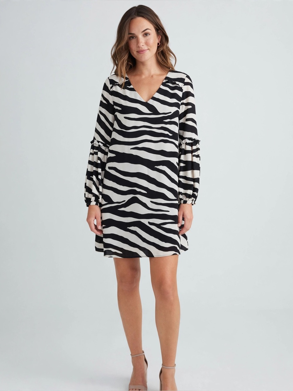 Zebra Print Long Sleeve Dress